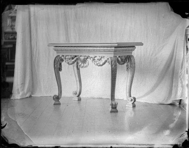 Glass plate negative of a table Glass plate negative of a table