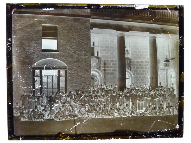 Wounded soldiers seen by Queen Victoria at Brompton Barracks, Chatham