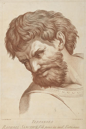 Master: A set of thirty-three prints reproducing heads from 'The School of Athens'
Item: Head of a bearded man [from 'The School of Athens']
