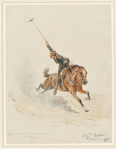 Officer of the 19th Hussars, at tent-pegging: 'Bravo!' Officer of the 19th Hussars, at tent-pegging: 'Bravo!'