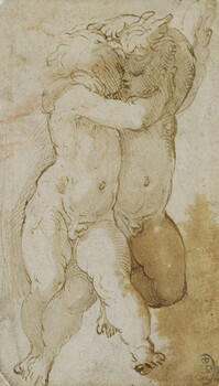 Two putti embracing