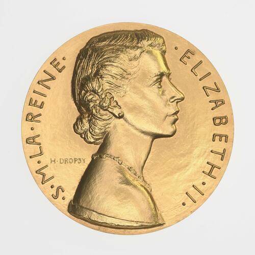 France : gold coronation medal for Queen Elizabeth II, 1953