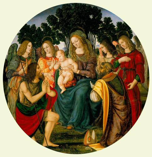 The Virgin and Child, Saints John the Baptist and Zenobius, and Four Angels