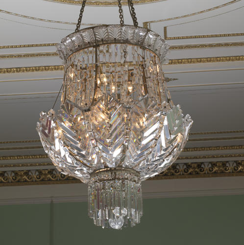 A cut-glass chandelier