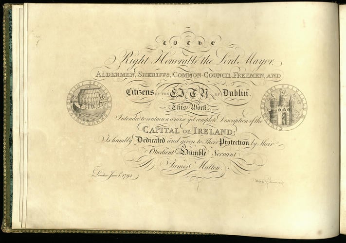 A Picturesque and descriptive view of the city of Dublin described in a series of the most interesting scenes taken in the year 1791 / by James Malton. With : A Brief authentic history from the earlie A Picturesque and descriptive view of the city of Dublin described in a series of the most interesting scenes taken in the year 1791 / by James Malton. With : A Brief authentic history from the earlie