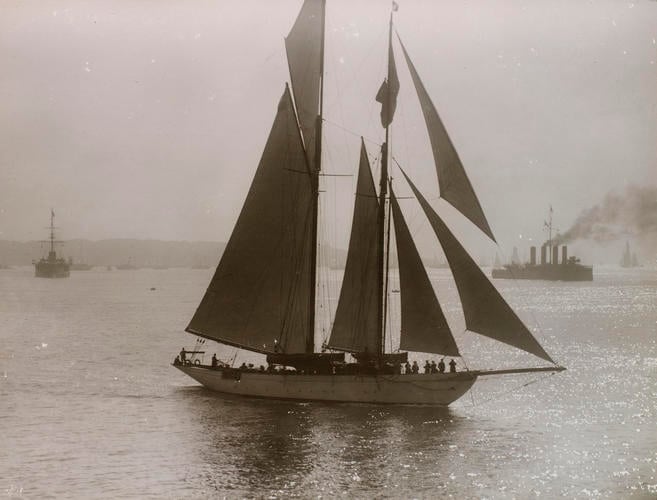 A yacht at the Cowes Regatta, 1909