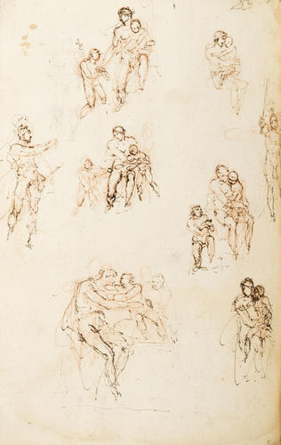 Recto: The Vestal Virgin Tuccia and various other figure studies. Verso: The Vestal Virgin Tuccia and the Madonna with the infant Christ and infant John the Baptist