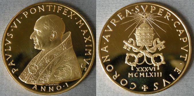 Vatican City. Medal commemorating the Coronation of Pope Paul VI, 1963