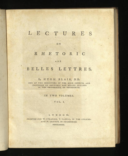 Lectures on rhetoric and belles lettres. Vol. 1