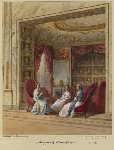 Royal visit to Louis-Philippe: the sitting room of Queen Marie-Amelie at the Chateau d'Eu