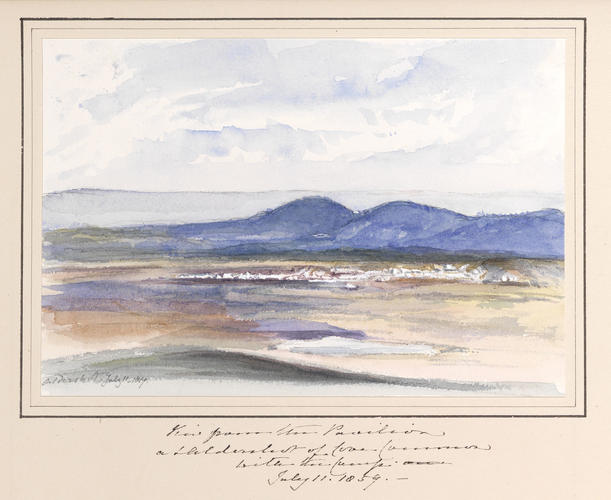 Master: Queen Victoria's Sketchbook 1855-1860
Item: View from the Pavilion at Aldershot of Cove Common with the Camp