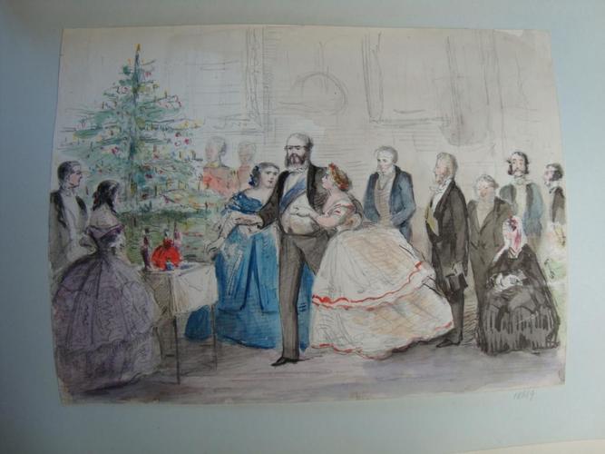 The Cambridge family round the Christmas tree