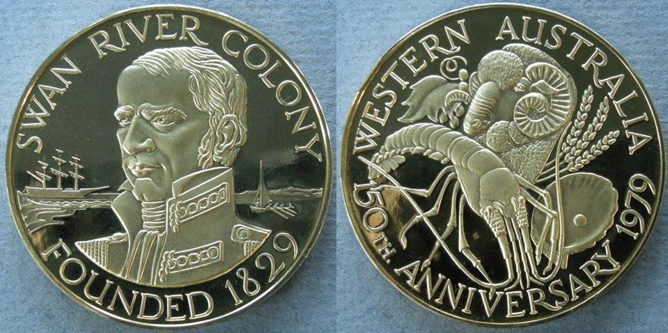 Australia. Medal commemorating the 150th anniversary of the founding of the Swan River colony Australia. Medal commemorating the 150th anniversary of the founding of the Swan River colony