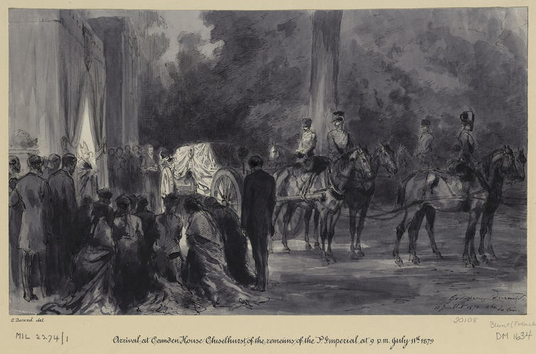 Funeral of Prince Imperial: the arrival of remains at Camden Place, Chislehurst, 11 July 1879