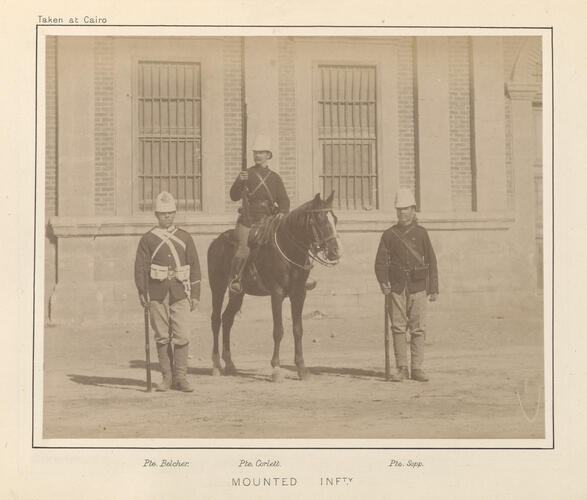 Three mounted infantry soldiers who served in the Anglo-Egyptian War