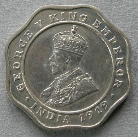 India. 	George V. Proof 4 annas, 1919
