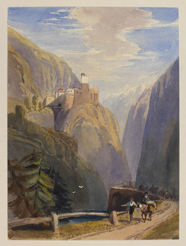 A Donkey train on a mountain pass
