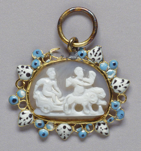 Triumph of Dionysus in his chariot drawn by panthers and Cupid as his attendant Triumph of Dionysus in his chariot drawn by panthers and Cupid as his attendant