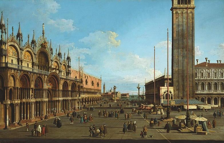 The Piazza and Piazzetta from the Torre dell'Orologio towards San Giorgio