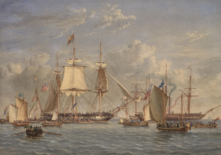 Arrival of the RY 'Royal George' off Granton Pier, 1 September 1842