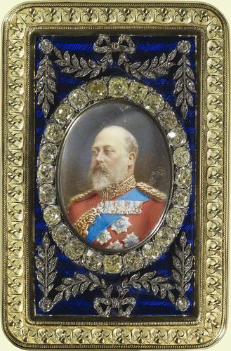 Enamel and gold box with inset miniature of Edward VII (1841-1910)