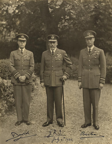 King George V and his sons, Edward, Prince of Wales and Albert, Duke of York, in R. A. F. uniform