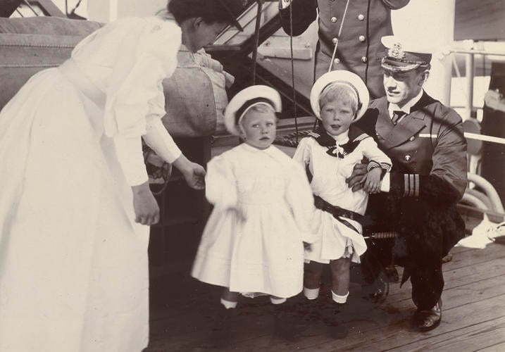 Princes Edward and Albert of York, on board HMS Crescent