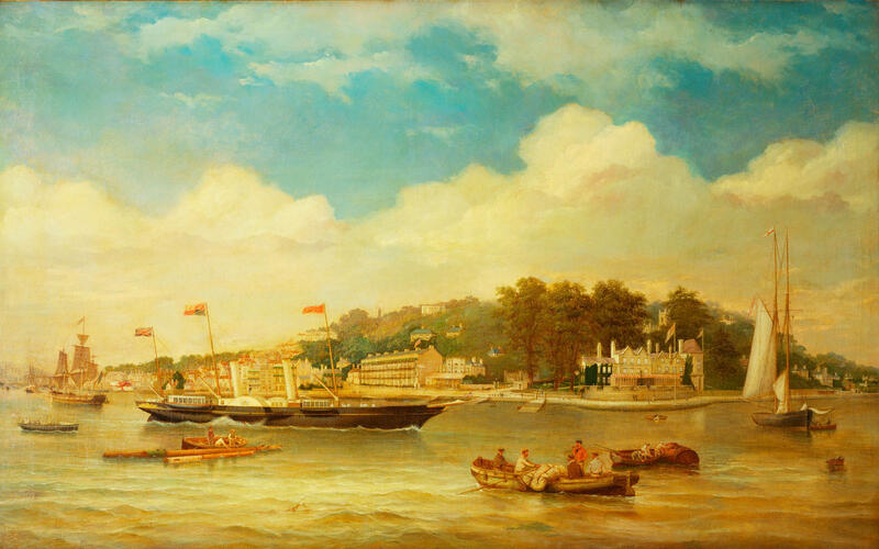 HMY 'Alberta' passing the Royal Yacht Squadron, Cowes