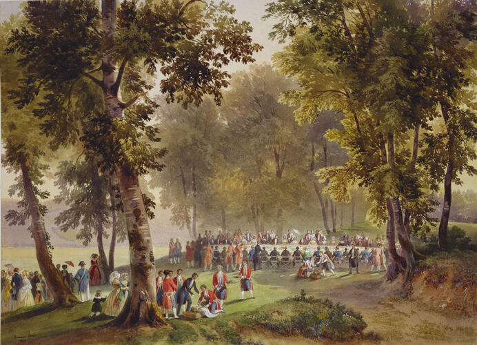 Royal visit to Louis-Philippe: open air luncheon at Ste Catherine-à-Garde-Chasse. 6 September 1843