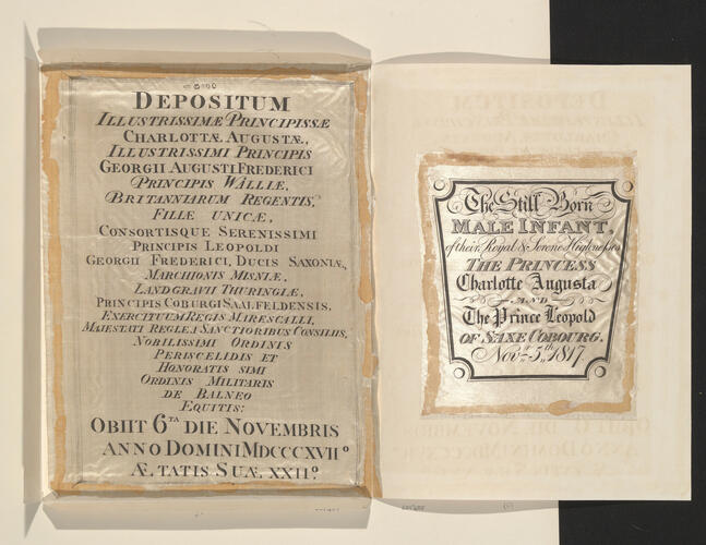 [Impression from the coffin plate of Princess Charlotte of Wales and her son]