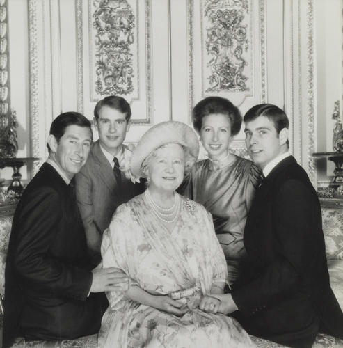 Queen Elizabeth The Queen Mother with The Prince of Wales, Princess Anne, Prince Andrew and Prince Edward