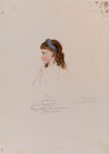Master: Sketches of the Royal Children by V. R. from 1841-1859
Item: Ella of Hesse. Grand Duchess Elizabeth Feodorovna of Russia Master: Sketches of the Royal Children by V. R. from 1841-1859
Item: Ella of Hesse. Grand Duchess Elizabeth Feodorovna of Russia