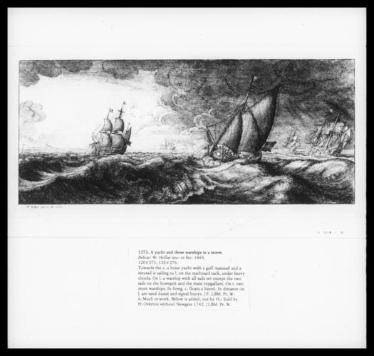 A yacht and three warships in a storm A yacht and three warships in a storm