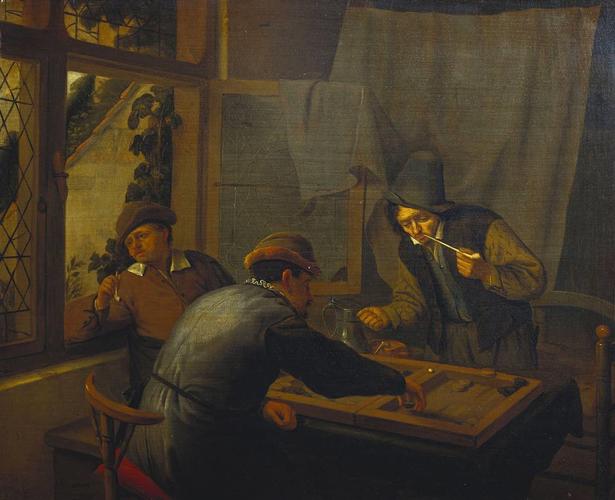 Three Backgammon Players in an Interior