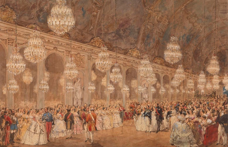The promenade in the Galerie des Glaces, Versailles, 25 August, 1855