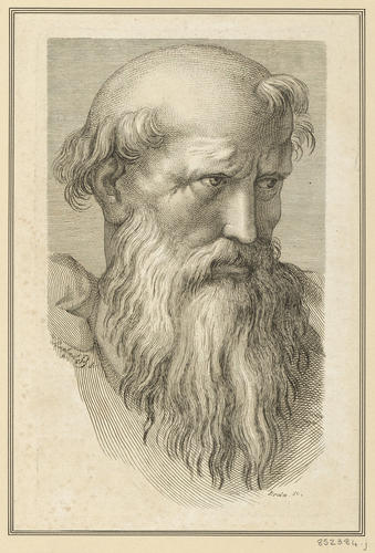 Master: Set of eleven prints reproducing heads from 'The Disputa'
Item: Head of a bearded man [from 'The Disputa']
