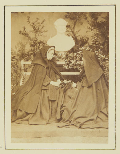 Queen Victoria and Princess Alice with bust of Prince Albert