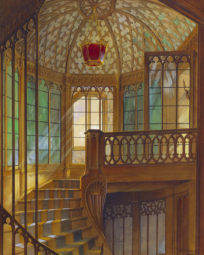 Schloss Callenberg: spiral staircase leading to the drawing-room