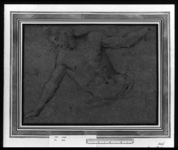 A male nude with outspread arms