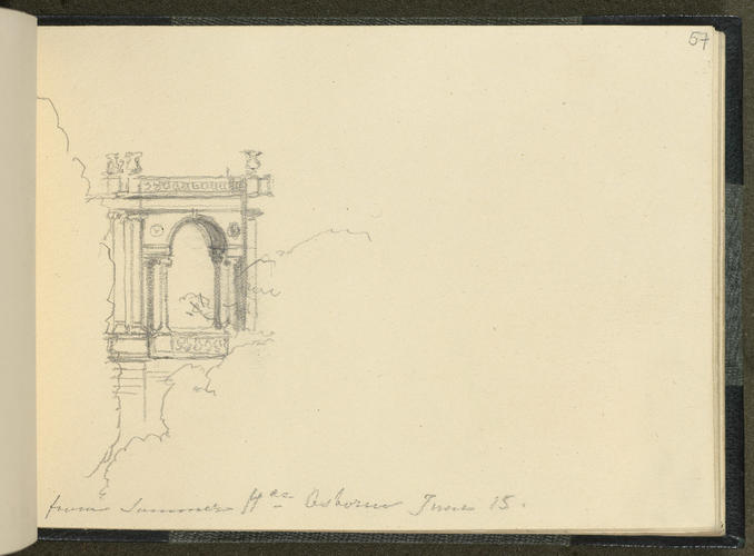 Master: SKETCHES FROM NATURE V. R. 1849 TO 1851
Item: Triumphal arch at Osborne Master: SKETCHES FROM NATURE V. R. 1849 TO 1851
Item: Triumphal arch at Osborne