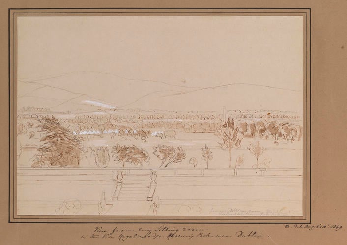 Master: Queen Victoria's Sketchbook 1848-1854
Item: View from my sitting room in the Vice Regal Lodge, Phoenix Park near Dublin