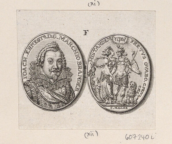 Master: [Engravings of medals of the Margraves of Brandenburg]
Item: [Medal of Joachim Ernst, Margrave of Brandenburg-Ansbach]
