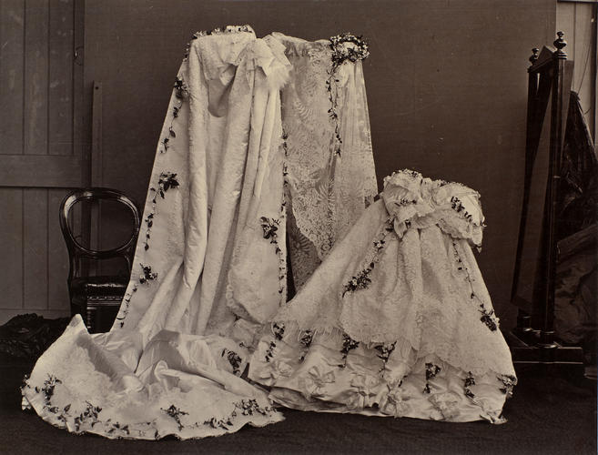 The dress, wreath and veil worn by Princess Louise (1848-1939) at her marriage