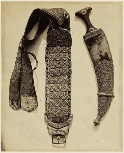 Janbiya, or dagger, with belt and scabbard