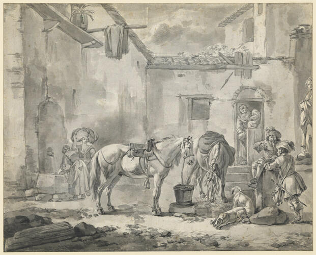 A scene in an Italian courtyard