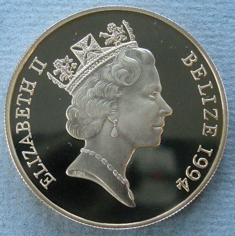 Belize. Proof 500 dollars commemorating the Royal visit to Belize, February 1994 Belize. Proof 500 dollars commemorating the Royal visit to Belize, February 1994