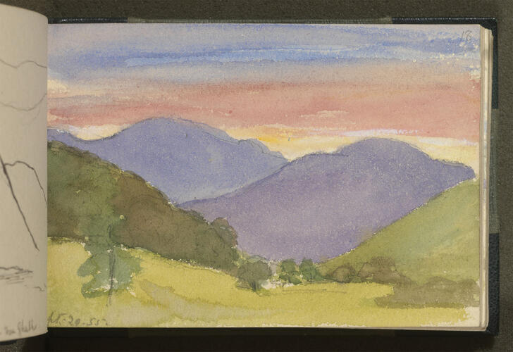Master: SKETCHES FROM NATURE V. R. MDCCCLV TO MDCCCLVX
Item: A Highland landscape with setting sky