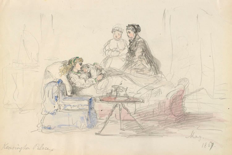 Princess Mary, Duchess of Teck, with her first baby Princess Mary, Duchess of Teck, with her first baby