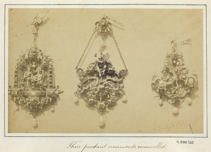 'Three pendant ornaments, enamelled' 'Three pendant ornaments, enamelled'