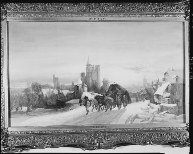 Entrance to an old Prussian town: winter evening effect